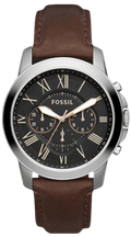 Fossil Grant Chronograph Black Dial Brown Leather Strap Watch for Men - FS4813