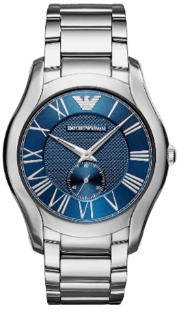 Emporio Armani Valente Quartz Blue Dial Silver Steel Strap Watch For Men - AR11085