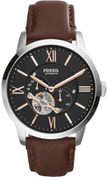 Fossil Townsman Automatic Black Dial Brown Leather Strap Watch for Men - ME3061