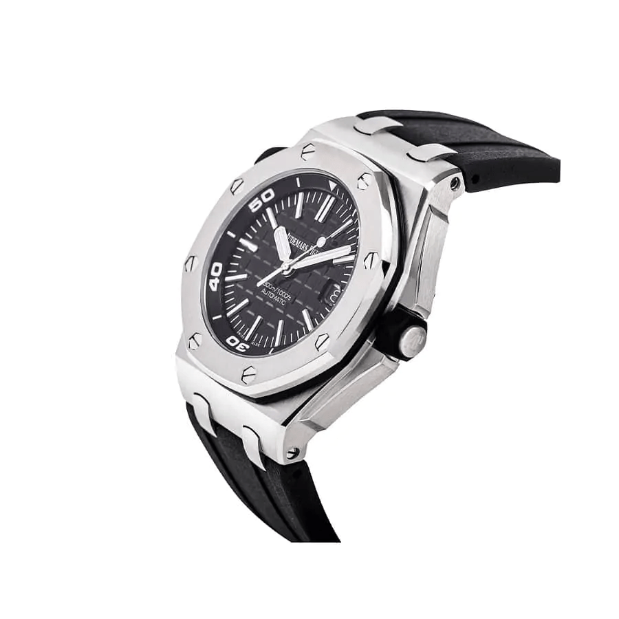 Audemars Piguet Royal Oak Offshore Diver Black Dial Black Rubber Strap Watch for Men - 15710ST.OO.A002CA.01