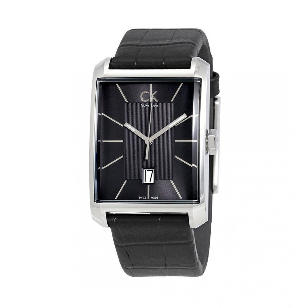 Calvin Klein Window Black Dial Black Leather Strap Watch for Men - K2M21107