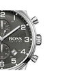 Hugo Boss Aeroliner Black Dial Silver Steel Strap Watch for Men - 1513181