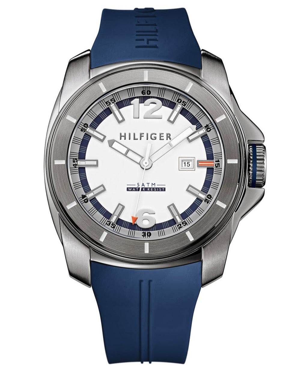 Tommy Hilfiger Windsurf White Dial Blue Rubber Strap Watch for Men - 1791113