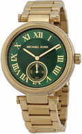 Michael Kors Skylar Green Dial Gold Steel Strap Watch for Women - MK6065