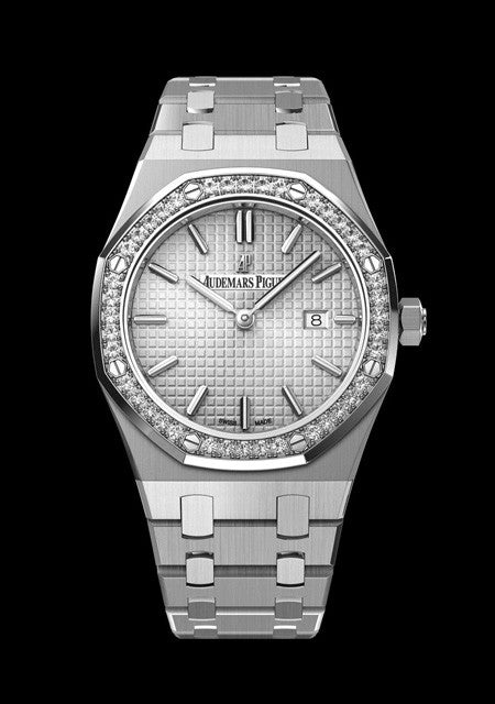 Audemars Piguet Royal Oak Quartz Diamonds White Dial Silver Steel Strap Watch for Women - 67651ST.ZZ.1261ST.01