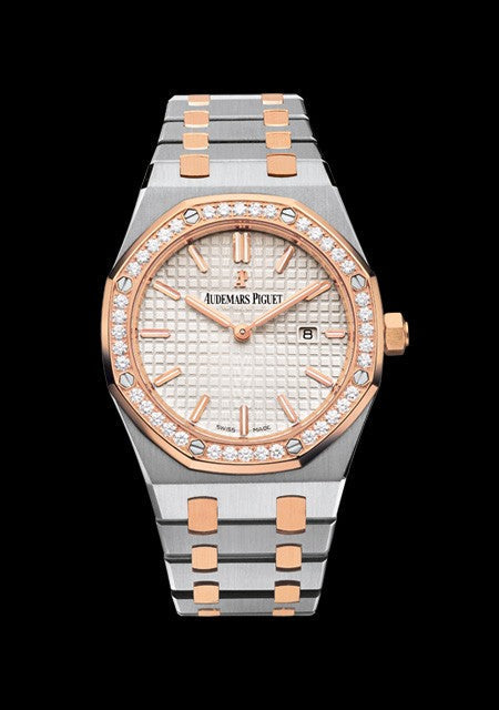 Audemars Piguet Royal Oak Quartz Diamonds White Dial Two Tone Steel Strap Watch for Women - 67651SR.ZZ.1261SR.01