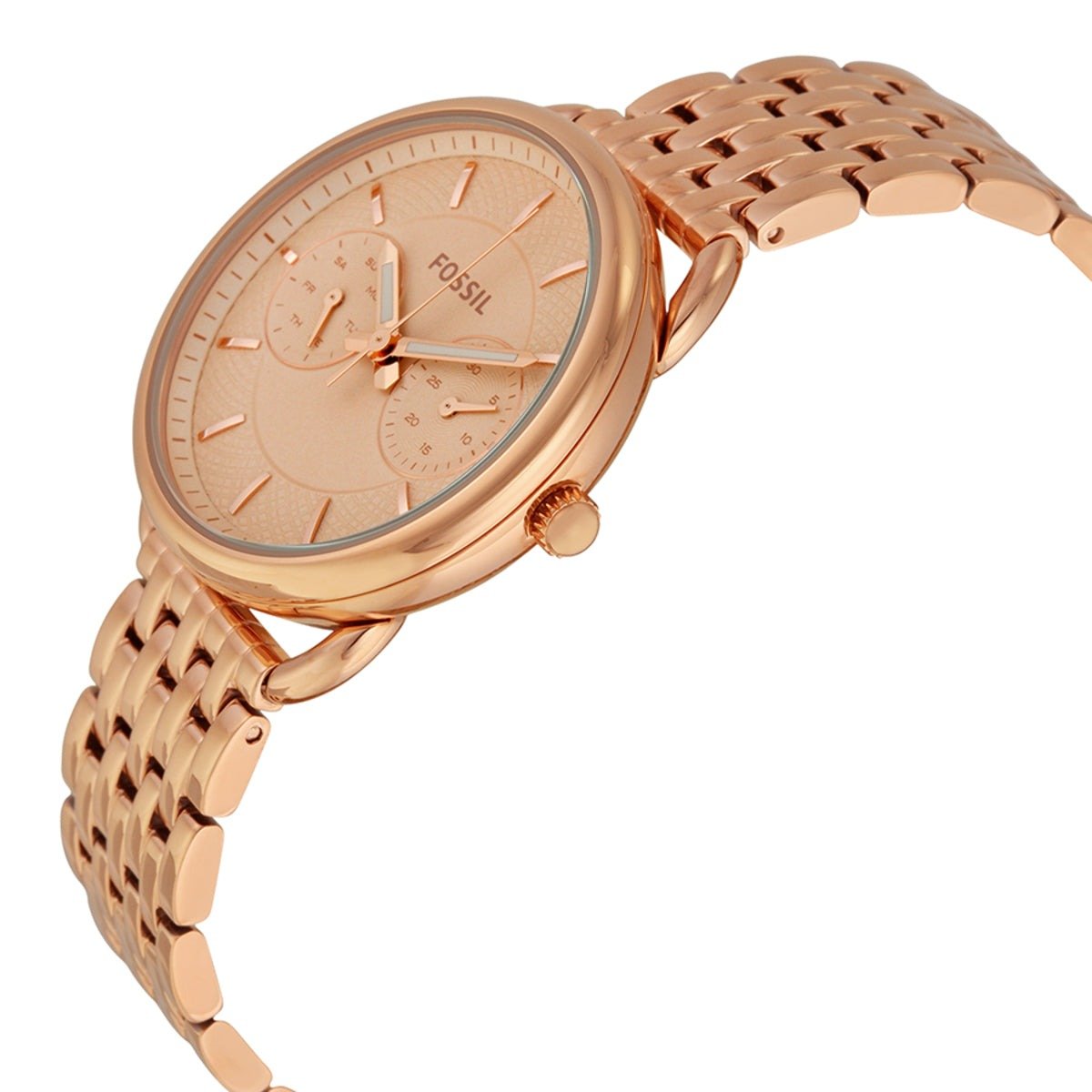 Fossil Tailor Rose Gold Dial Rose Gold Steel Strap Watch for Women - ES3713