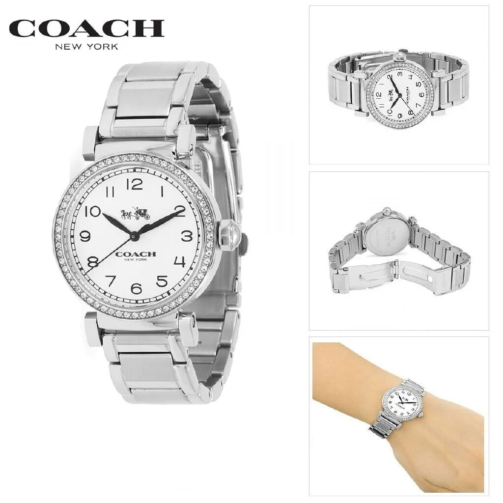 Coach Madison White Dial Silver Steel Strap Watch for Women - 14502396