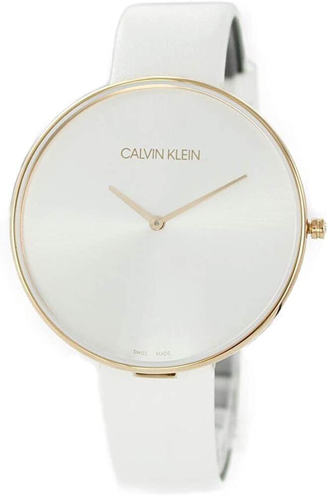 Calvin Klein Full Moon White Dial White Leather Strap Watch for Women - K8Y236L6