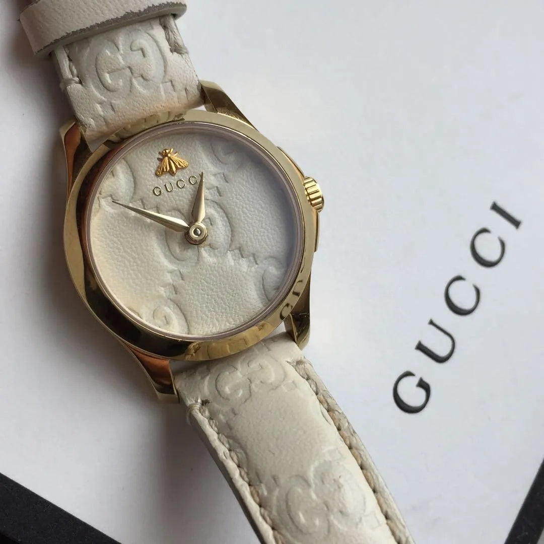 Gucci G Timeless Quartz Beige Dial Beige Leather Strap Watch For Women - YA126580A