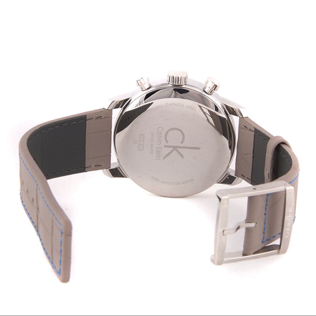 Calvin Klein City Silver Dial Grey Leather Strap Watch for Men - K2G211Q4