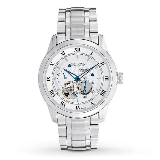 Bulova BVA Series Dual Aperture Silver Dial Silver Steel Strap Watch for Men - 96A118