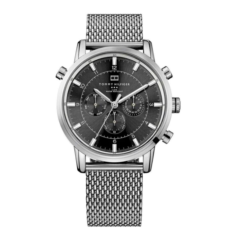 Tommy Hilfiger Harrison Quartz Grey Dial Silver Mesh Bracelet Watch for Men - 1790877