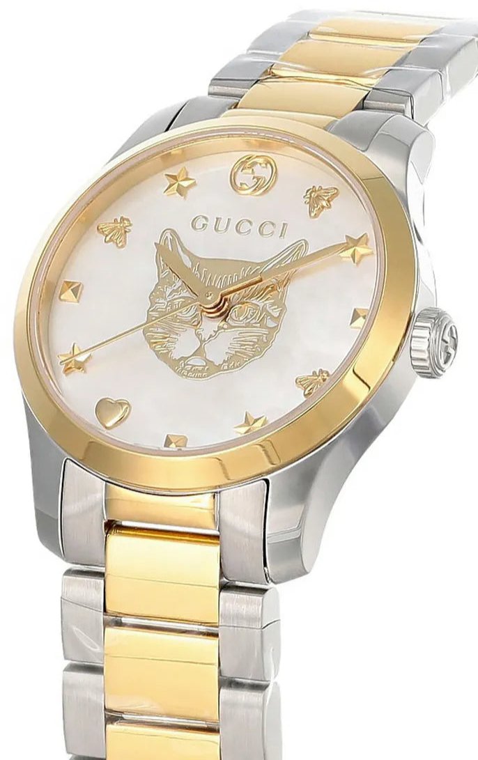 Gucci G Timeless Quartz Mother of Pearl Dial Two Tone Steel Strap Watch For Women - YA1265012