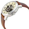 Fossil Grant Automatic Skeleton Beige Dial Brown Leather Strap Watch for Men - ME3099