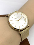 Coach Perry White Dial Gold Mesh Bracelet Watch for Women - 14503125