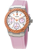 Guess Zena Quartz White Dial Pink Rubber Strap Watch For Women - W1094L4