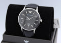 Emporio Armani Renato Analog Black Dial Black Leather Strap Watch For Men - AR11186