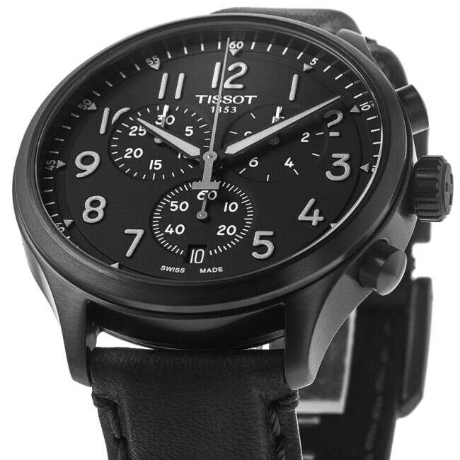 Tissot Chrono XL Vintage Black Dial Black Leather Strap Watch For Men - T116.617.36.052.00