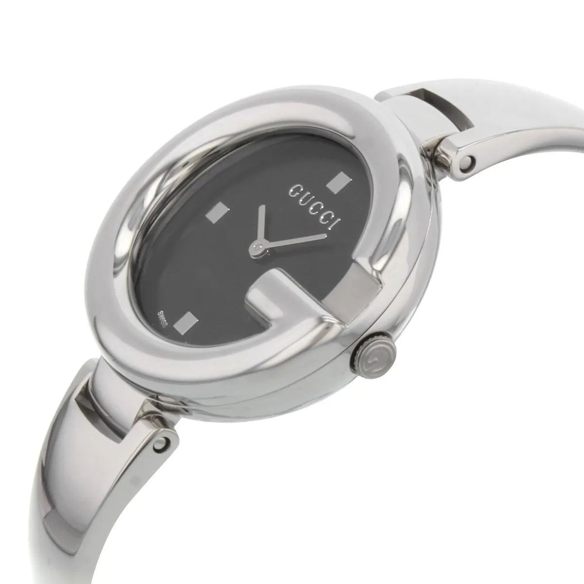 Gucci Guccissima Analog Black Dial Silver Steel Strap Watch For Women - YA134301