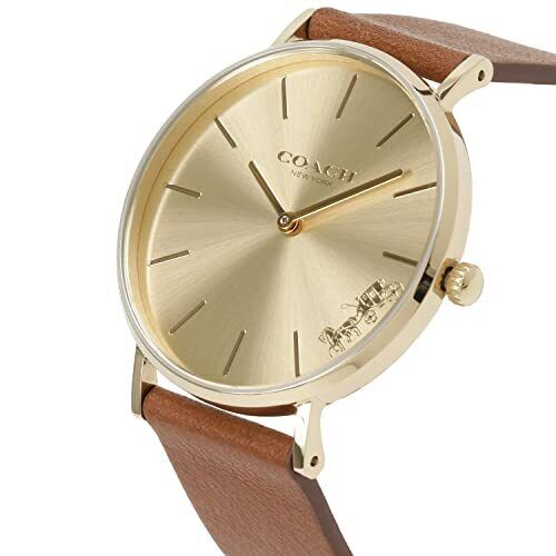 Coach Perry Gold Dial Brown Leather Strap Watch for Women - 14503331