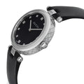 Gucci Diamantissima Diamonds Black Dial Black Leather Strap Watch For Women - YA141403