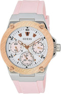 Guess Zena Quartz White Dial Pink Rubber Strap Watch For Women - W1094L4