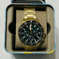 Fossil Bannon Multifunction Chronograph Green Dial Gold Steel Strap Watch for Men - BQ2493