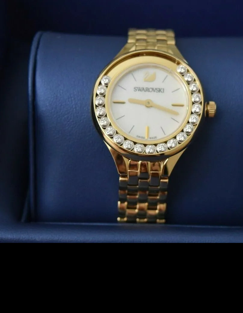 Swarovski Lovely Crystals White Dial Gold Steel Strap Watch for Women - 5242895