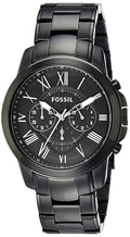 Fossil Grant Chronograph Black Dial Black Steel Strap Watch for Men - FS4832