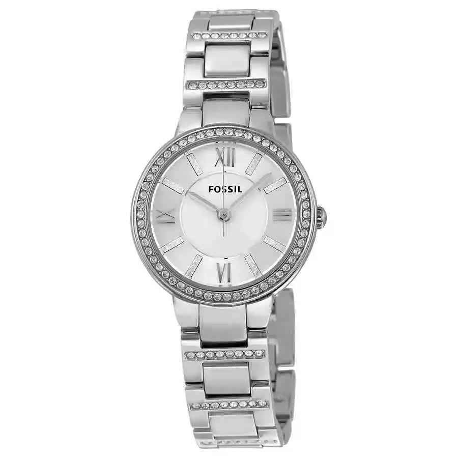 Fossil Virginia Silver Dial Silver Steel Strap Watch for Women - ES3282