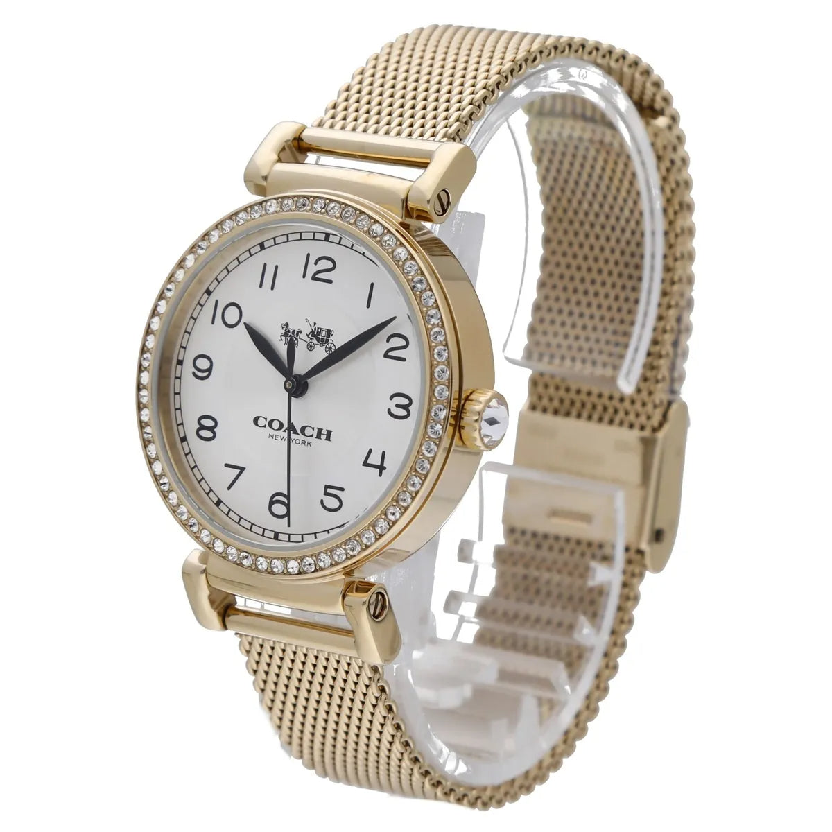 Coach Madison White Dial Gold Mesh Bracelet Watch for Women - 14502652