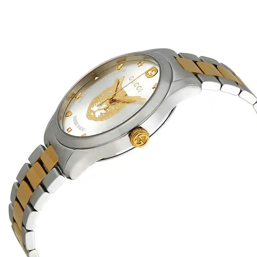 Gucci G Timeless Quartz Mother of Pearl Dial Two Tone Steel Strap Watch For Women - YA1265012