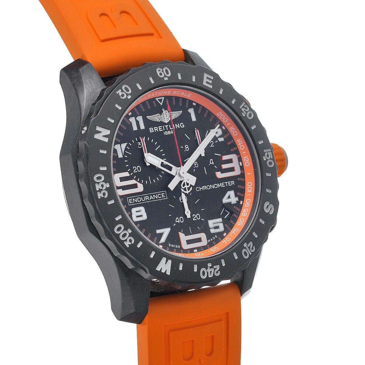 Breitling Endurance Pro Black Dial Orange Rubber Strap Watch for Men - X82310A51B1S1