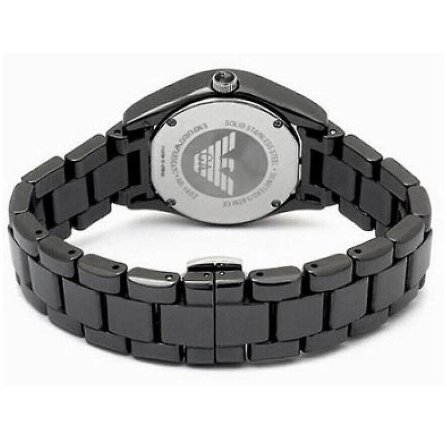 Emporio Armani Ceramica Quartz Black Dial Black Steel Strap Watch For Women - AR1402