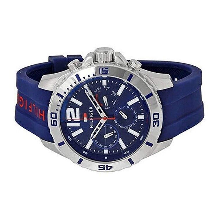 Tommy Hilfiger Nolan Chronograph Blue Dial Blue Rubber Strap Watch for Men - 1791142