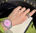 Gucci 25H Quartz Pink Dial Silver Steel Strap Watch for Women - YA163410