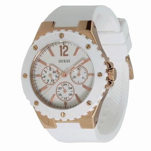 Guess Overdrive Analog White Dial White Rubber Strap Watch for Women - W10614L2