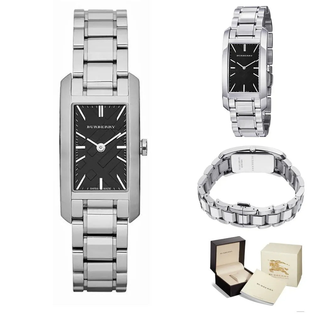 Burberry Heritage Black Dial Silver Steel Strap Watch For Women - BU9401