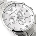 Emporio Armani Sportivo Chronograph Silver Dial Silver Steel Strap Watch For Men - AR5963