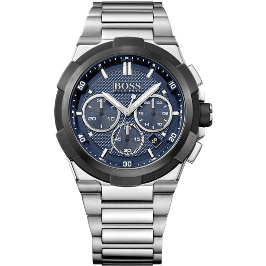 Hugo Boss Supernova Blue Chronograph Dial Silver Steel Strap Watch for Men - 1513360