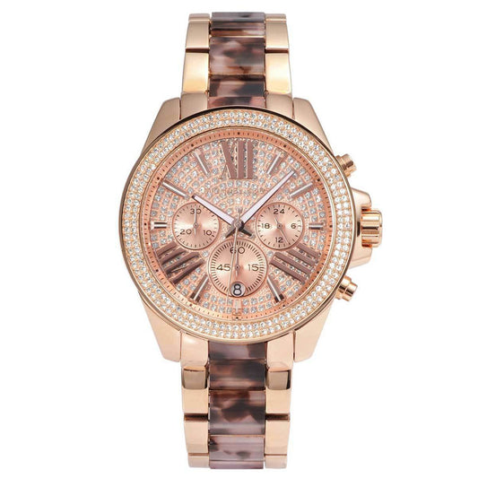 Michael Kors Wren Rose Gold Diamonds Dial Two Tone Steel Strap Watch for Women - MK6159