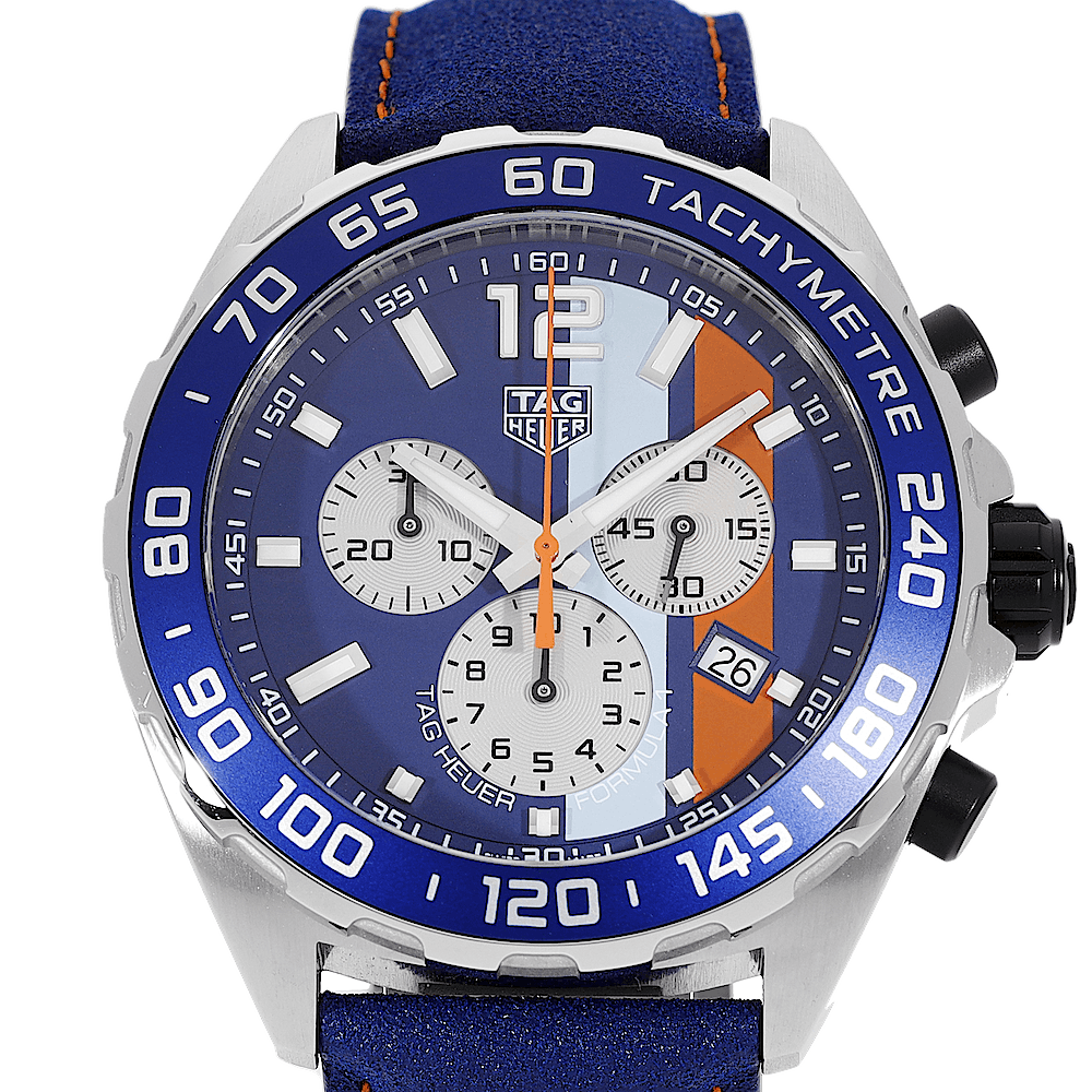 Tag Heuer Formula 1 Gulf Edition Blue Dial Blue Leather Strap Watch for Men - CAZ101N.FC8243