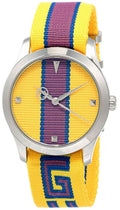 Gucci G Timeless Quartz Yellow & Purple Dial Yellow & Purple NATO Strap Watch For Men - YA1264069