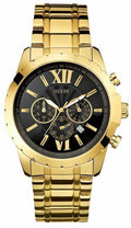 Guess Optic Multifunction Black Dial Gold Steel Strap Watch for Men - W0193G1