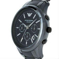 Emporio Armani Ceramica Chronograph Black Dial Black Steel Strap Watch For Men - AR1452