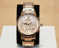 Emporio Armani Classic Chronograph Rose Gold Dial Rose Gold Steel Strap Watch For Men - AR2452