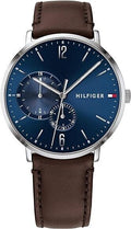 Tommy Hilfiger Cooper Blue Dial Brown Leather Strap Watch for Men - 1791508