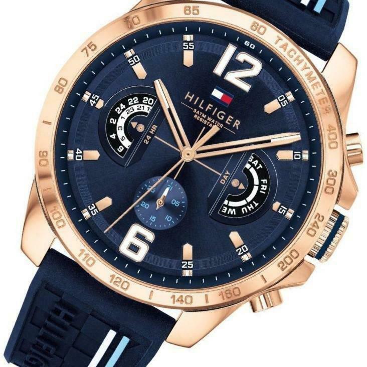 Tommy Hilfiger Decker Multifunction Blue Dial Blue Rubber Strap Watch for Men - 1791474