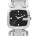 Gucci G Gucci Diamonds Black Dial Silver Steel Strap Watch For Women - YA125406